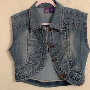 Johnny Girl Embroidered Logo Vest Denim Size XL